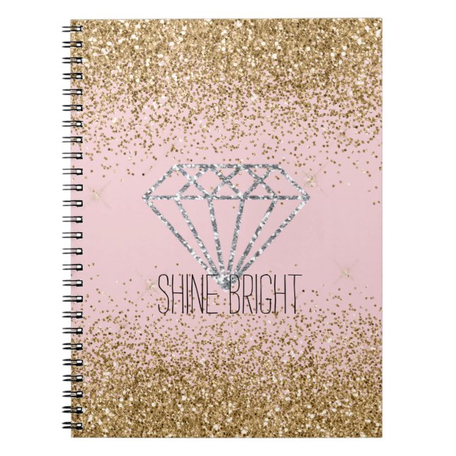 Carnet Pailleté Or Rose Argent Diamant Brillant Clair (Devant)