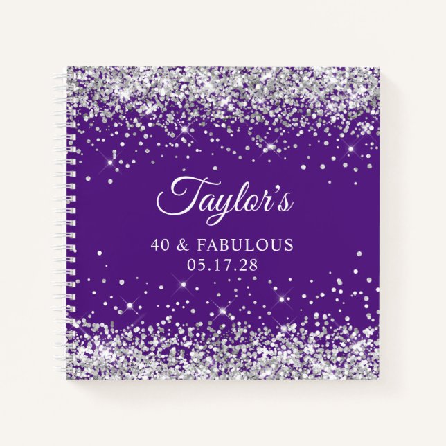 Carnet Paillettes Argent Royal Violet 40 & Invité Fabulou (Devant)