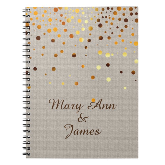 Carnet Paillettes de confetti dorées Faux papier d'alumin (Devant)
