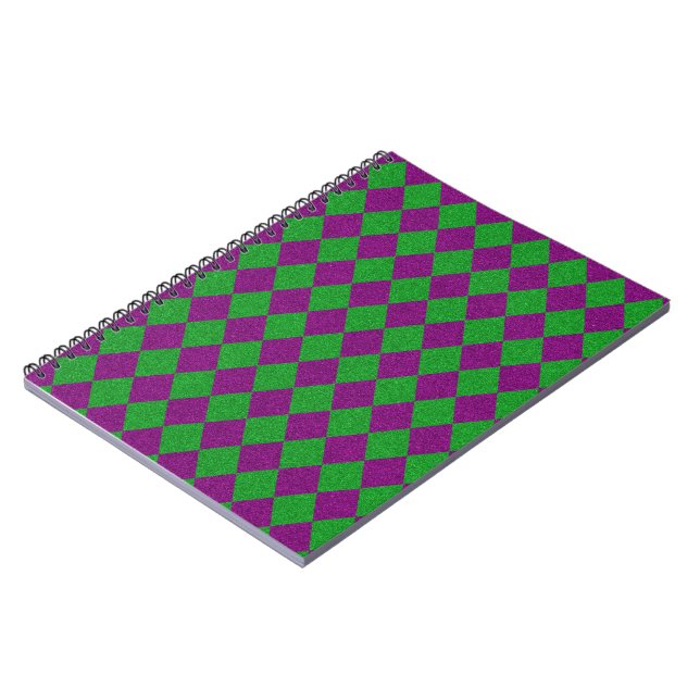 Carnet Paillettes de diamant violet et vert (Côté gauche)