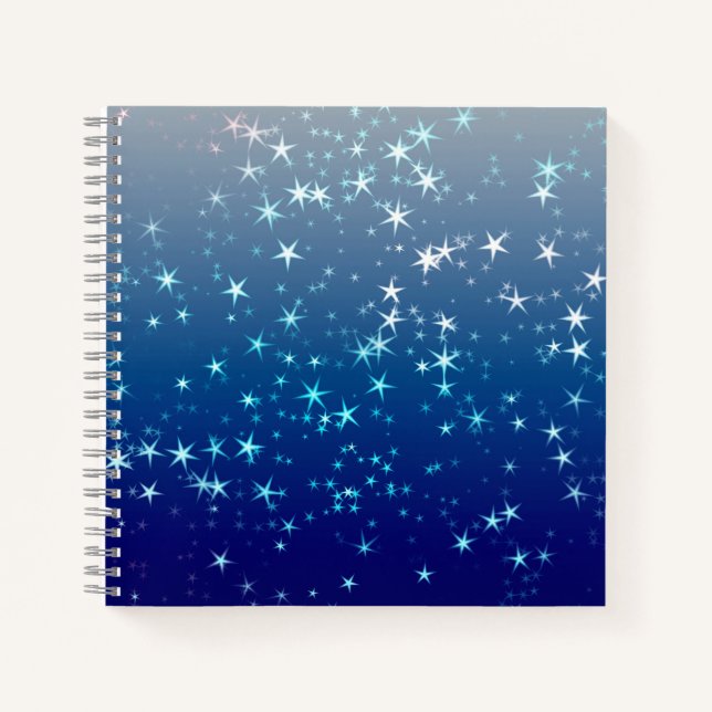 Carnet Paillettes de Noël Étoiles Ciel Bleu (Devant)