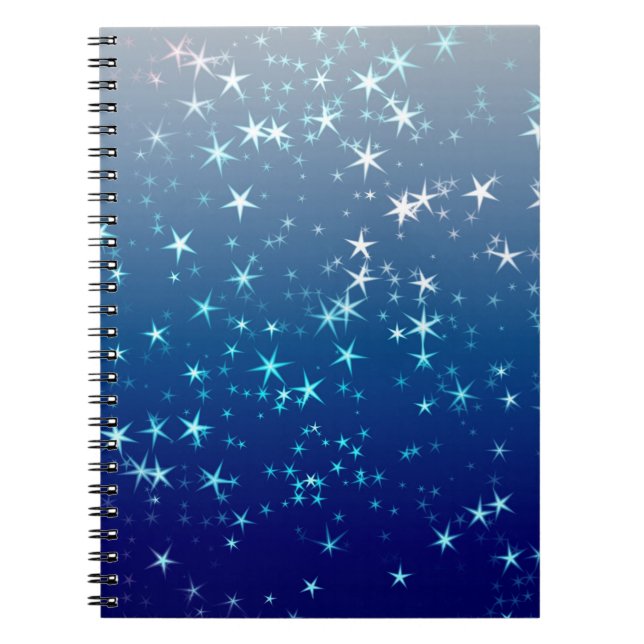Carnet Paillettes de Noël Étoiles Ciel Bleu (Devant)