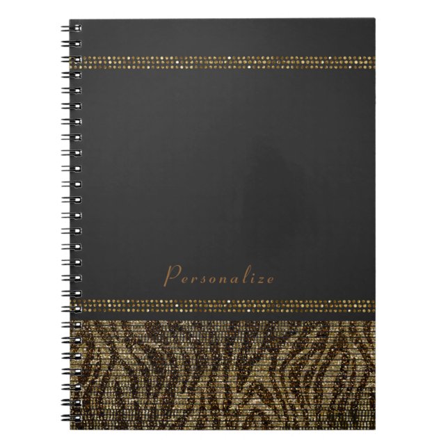 Carnet Paillettes de scintillement de zèbre Glam Chic Mod (Devant)