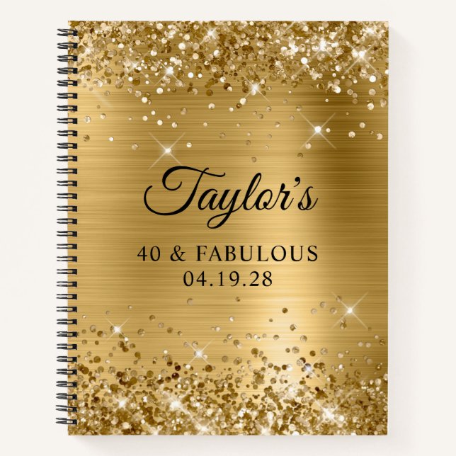 Carnet Paillettes dorées brillantes 40 & Fabuleux (Devant)