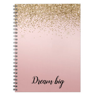 Carnet Paillettes dorées glamour scintillantes rose ombré