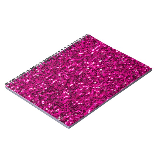 Carnet Paillettes fausses étincelles rose chaud (Côté gauche)