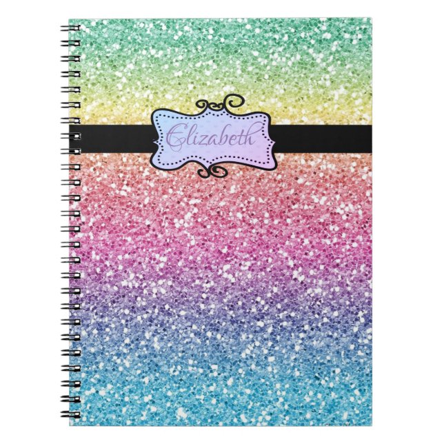 Carnet Paillettes Modernes Ombrées, Personnalisées (Devant)