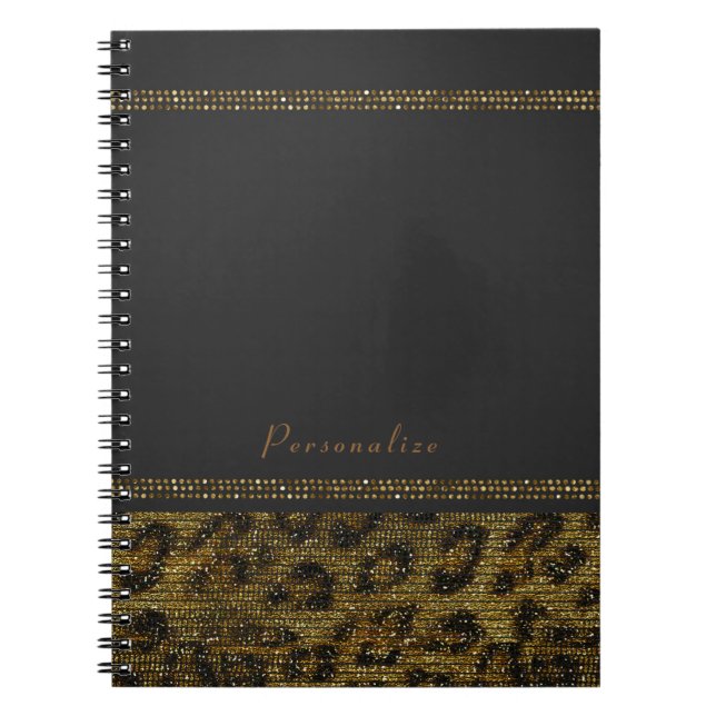 Carnet Paillettes scintillantes de léopard Glam Chic Mode (Devant)