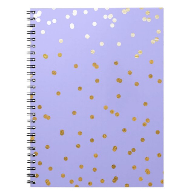 Carnet Paillettes violettes et orées Points de confettis  (Devant)