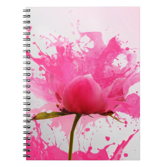 Carnet Paint Splatter Abstrait Fleur Rose (Devant)