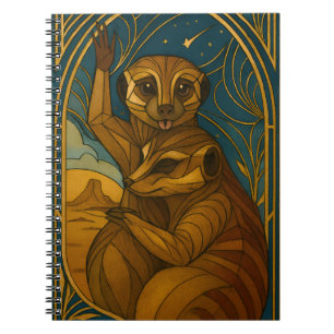 Carnet Paire Meerkat Stylisée Sous Ciel Étoilé
