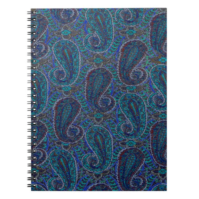 Carnet Paisley Bleu Indien Boho Classique Vintage (Devant)