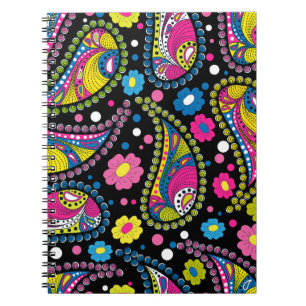 Carnet Paisley de style tribal, motif ethnique sans soudu