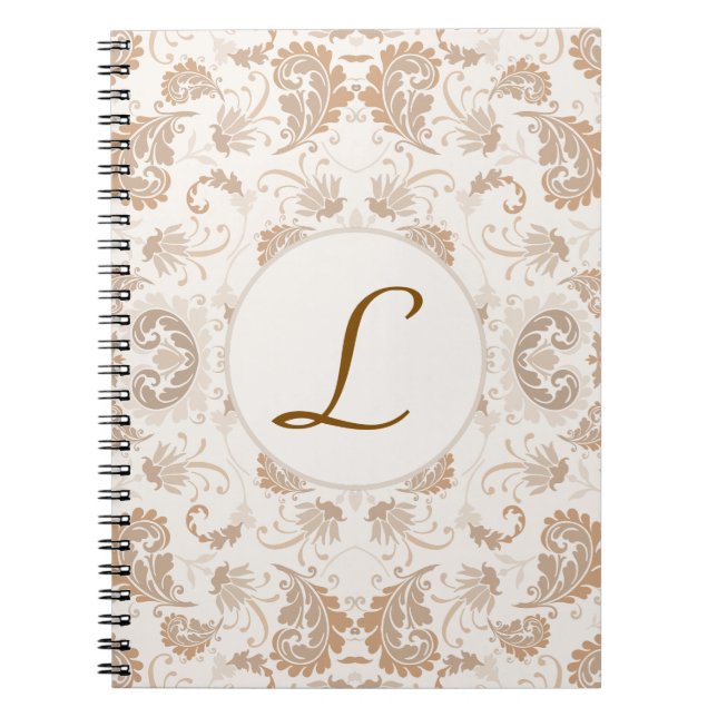 Carnet Paisley en Beige esthétique moderne Tan Brown Init (Devant)