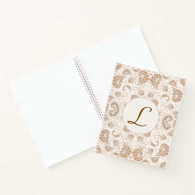 Carnet Paisley en Beige esthétique moderne Tan Brown Init (Intérieur)