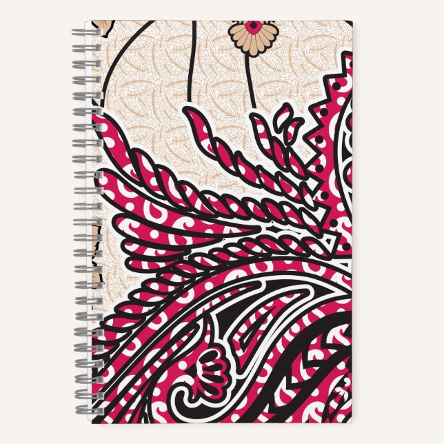 Carnet Paisley Fleurs Rouges Journal Boho (Recto)