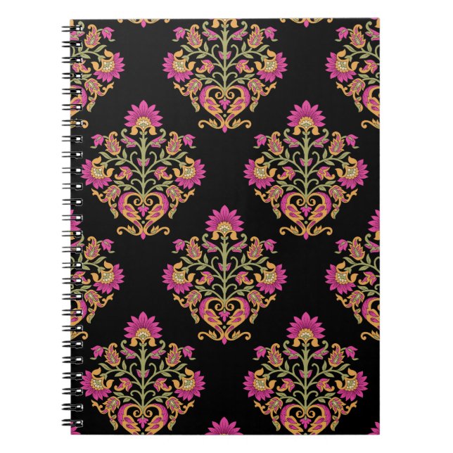 Carnet Paisley floral moghol, design sans soudure. (Devant)