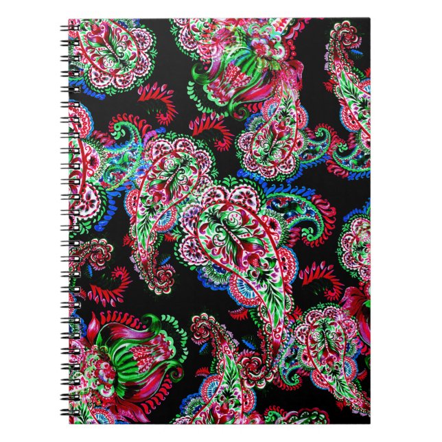 Carnet Paisley Floral Pattern, Ethnic Arrière - plan. (Devant)