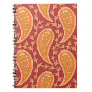 Carnet Paisley motif. Concombre turc. Maroon-orange c
