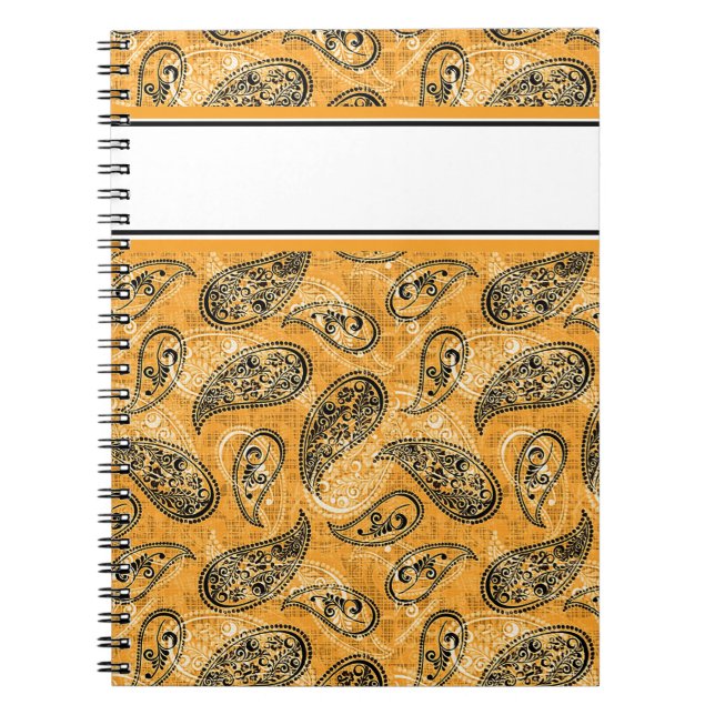 Carnet paisley orange d'automne (Devant)