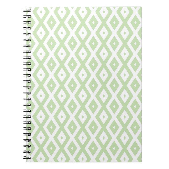Carnet Pale green and white diamond pattern (Devant)