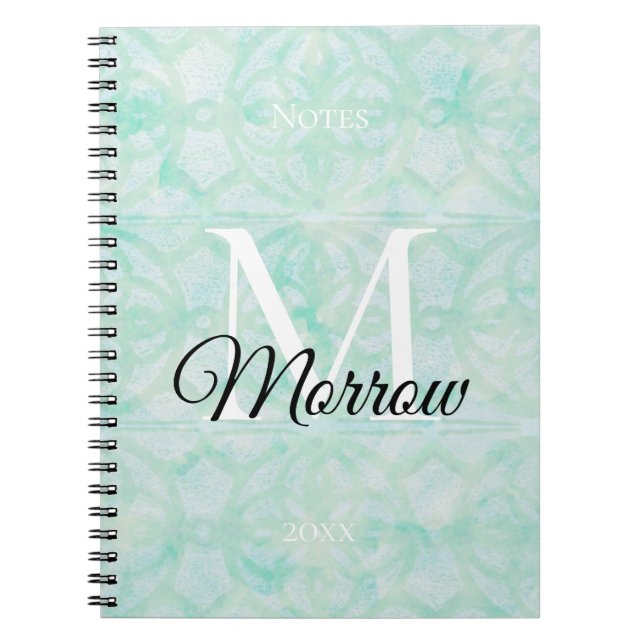 Carnet Pale Jade Batik Nom et année (Devant)