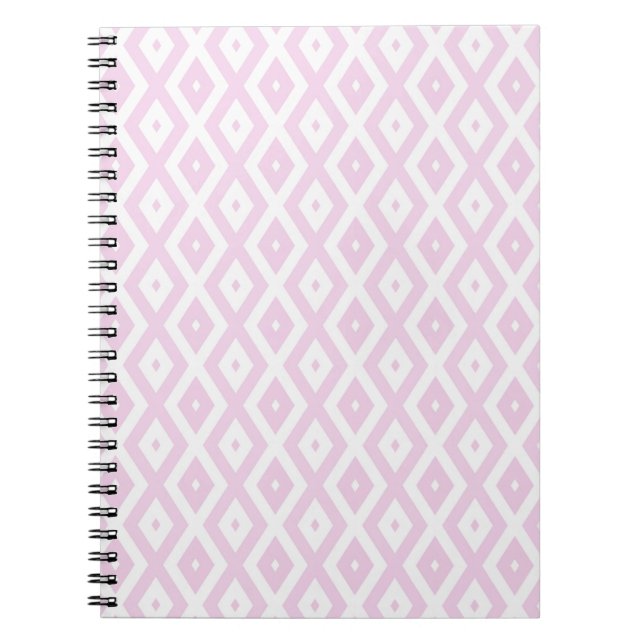Carnet Pale pink and white diamond pattern (Devant)
