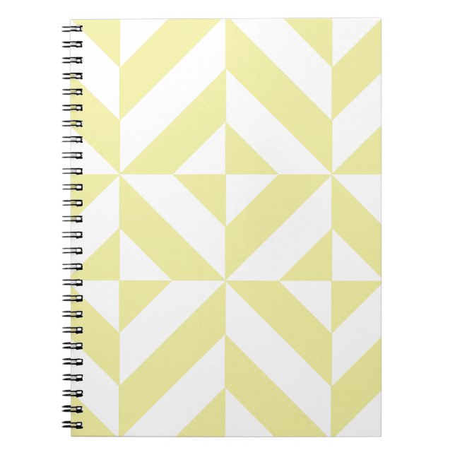 Carnet Pale Yellow Geometric Deco Cube Pattern (Devant)