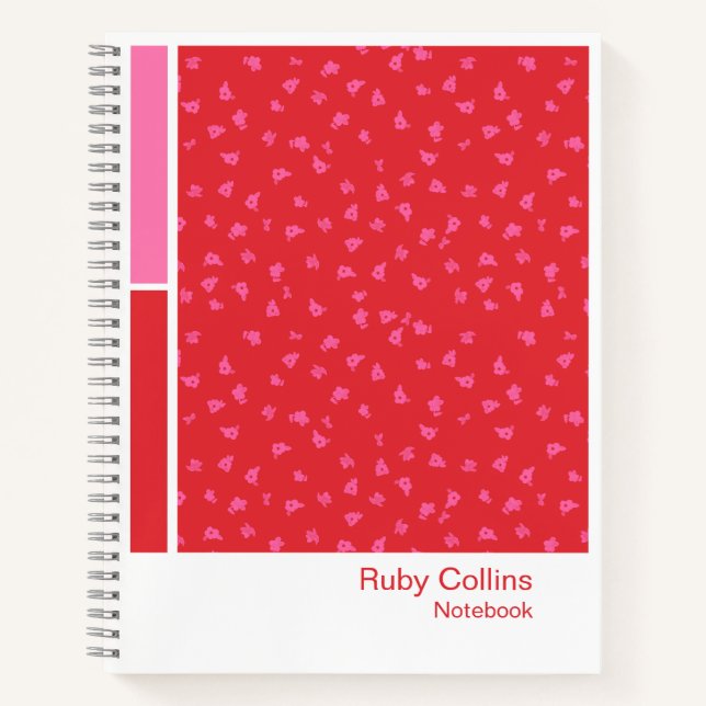 Carnet Palette verticale florale rouge vibrant (Devant)