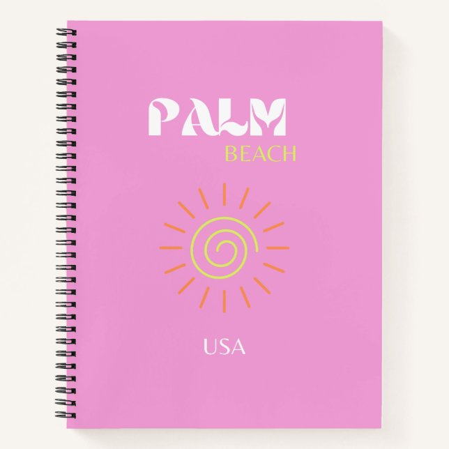 Carnet Palm Beach, Art Rétro, Preppy, Art Rose, Rose (Devant)