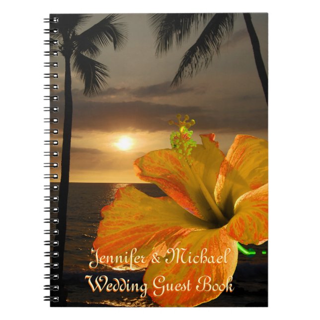 Carnet Palm Tree Hibiscus Tropical Mariage Guest Book (Devant)