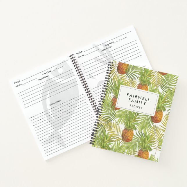 Carnet Palme tropicale et ananas Recettes motifs (Intérieur)