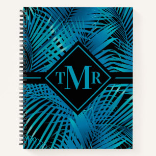 Carnet Palme Turquoise Monogramme
