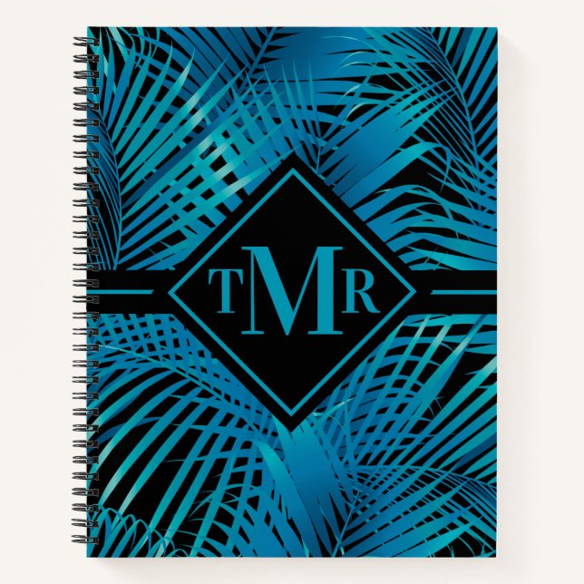 Carnet Palme Turquoise Monogramme (Devant)