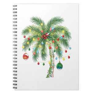 Carnet Palmier de Noël tropical avec lumières et ornam