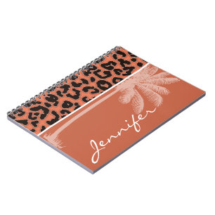 Carnet Palmier d'été; Poster de animal Sienna Leopard brû