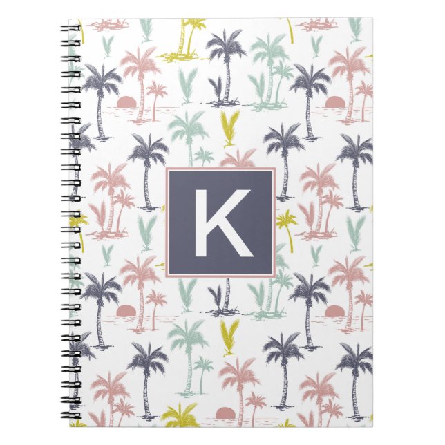 Carnet Palmier en pastel par le motif de plage (Devant)