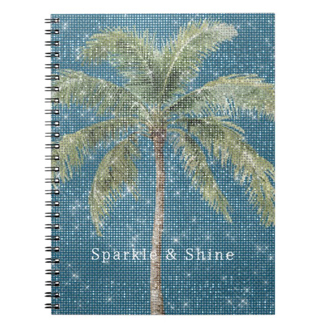 Carnet Palmier Tropical Bleu Étincelle  (Devant)
