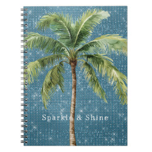 Carnet Palmier Tropical Bleu Vert Étincelle