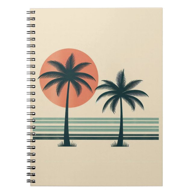 Carnet Palmier tropical rétro/vintage (Devant)