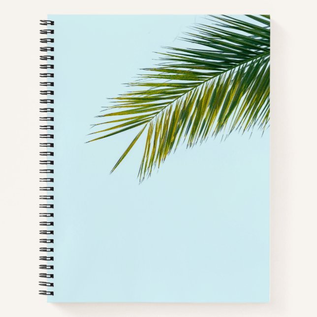 Carnet Palmier Vert Tropical sur Fond Bleu Clair (Devant)
