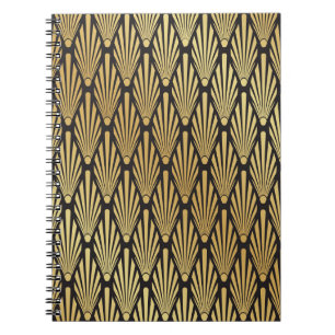 Carnet Palmiers Art Déco : Or Noir.