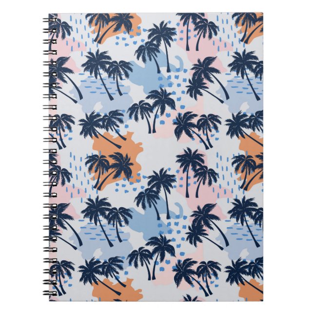 Carnet Palmiers d'été sans soudure motif, cocotier palmie (Devant)