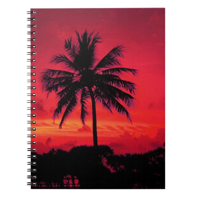 Carnet Palmiers exotiques du coucher de soleil de l'Hawaï (Devant)
