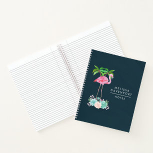 Carnet Palmiers Flamants roses roses et succulents florau