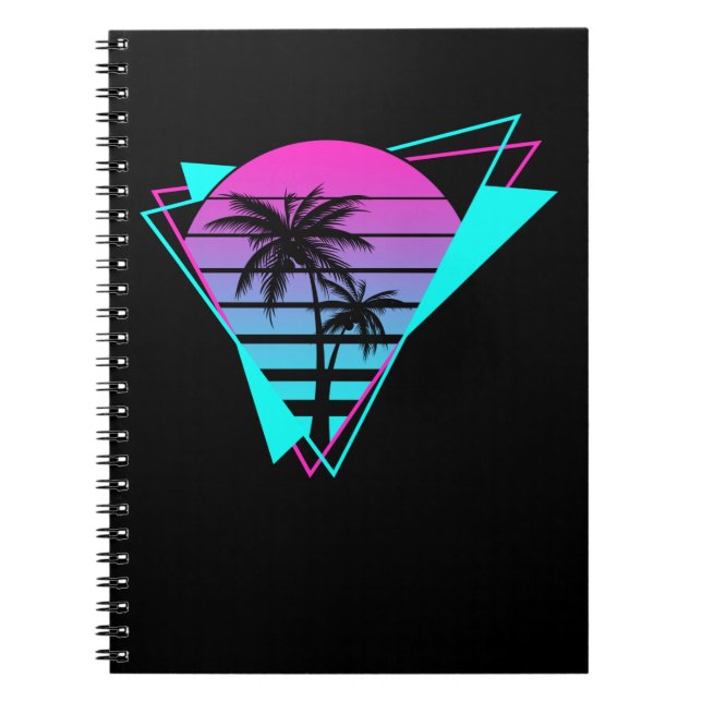 Carnet Palmiers géométriques Rétro esthétiques Vaporwave (Devant)