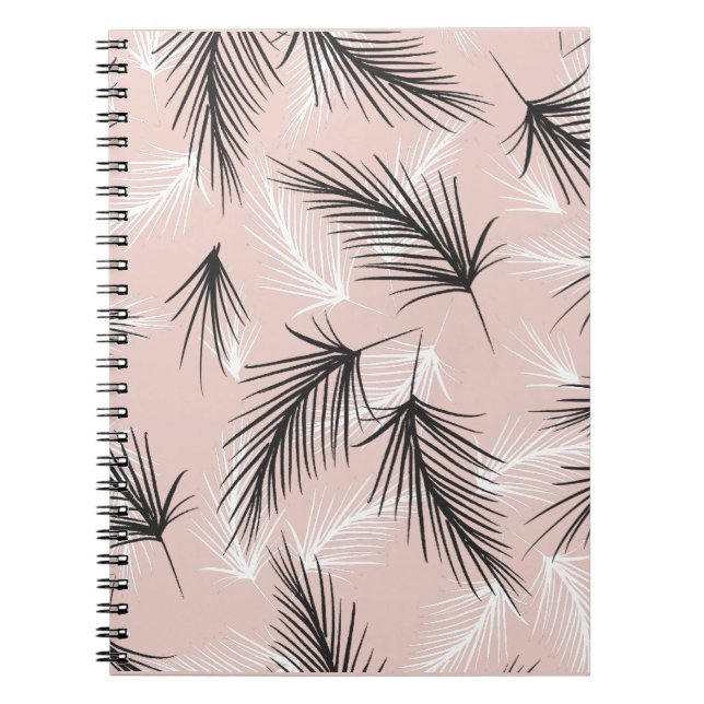 Carnet Palmiers Noir Blanc Ton Terreux Rose   (Devant)