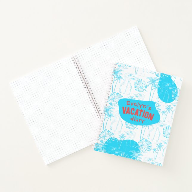 Carnet Palmiers personnalisés et Flamant rose Turquoise (Intérieur)