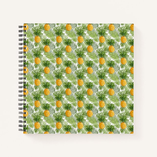 Carnet Palmiers tropicaux Feuilles et ananas (Devant)