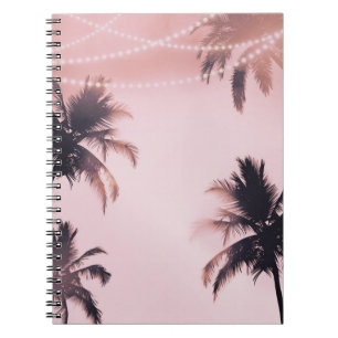 Carnet Palmiers tropicaux & lumières Rose Plage de bord d